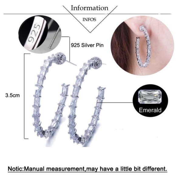 Anthropologie - Emerald Cut Hoops Double Inlay Eternity Earrings - Picture 6 of 16